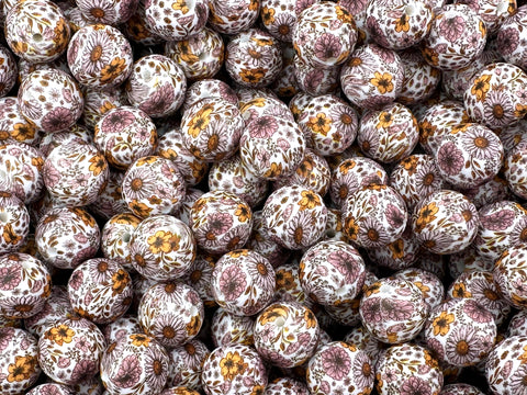 Mauve Boho Flower Silicone Beads-15mm