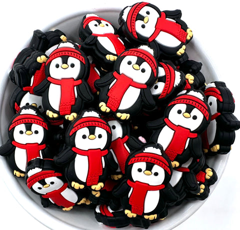 Winter Penguin Silicone Focal Beads