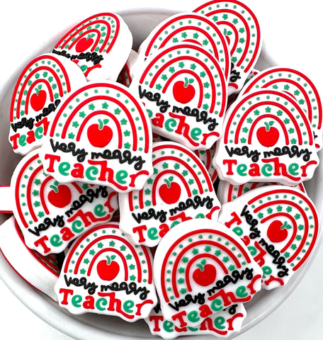 Teacher Christmas Silicone Focal Beads