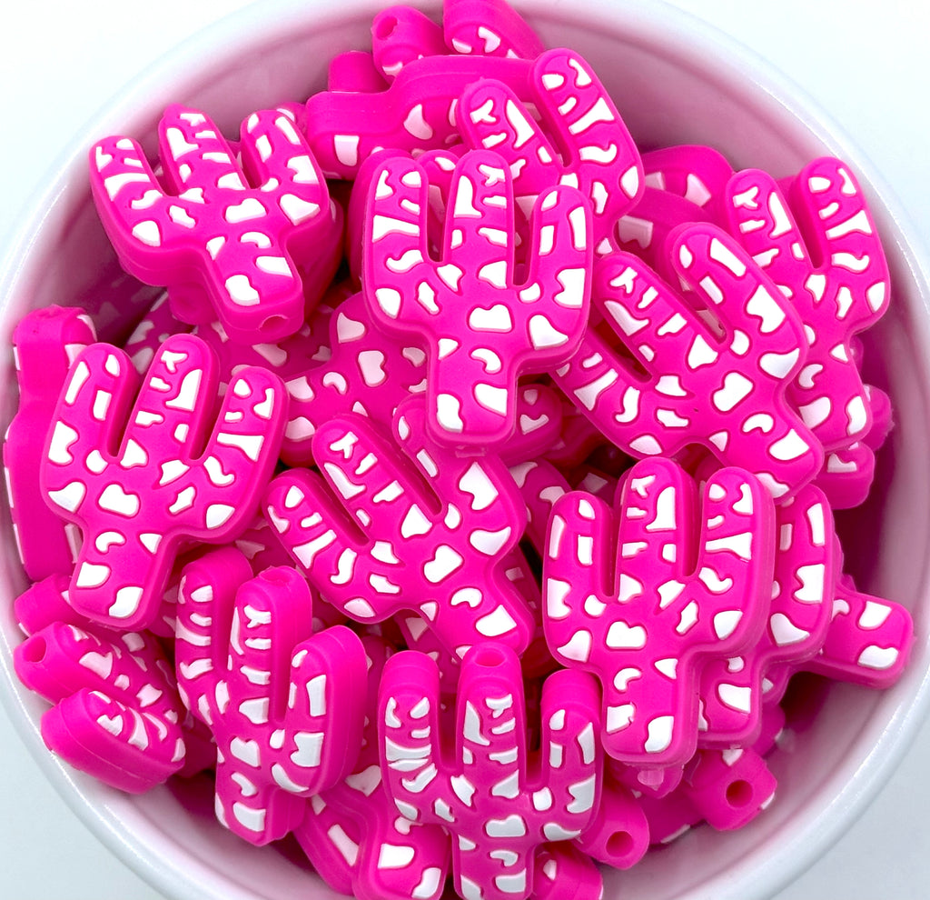 Cactus Silicone Beads--Pink