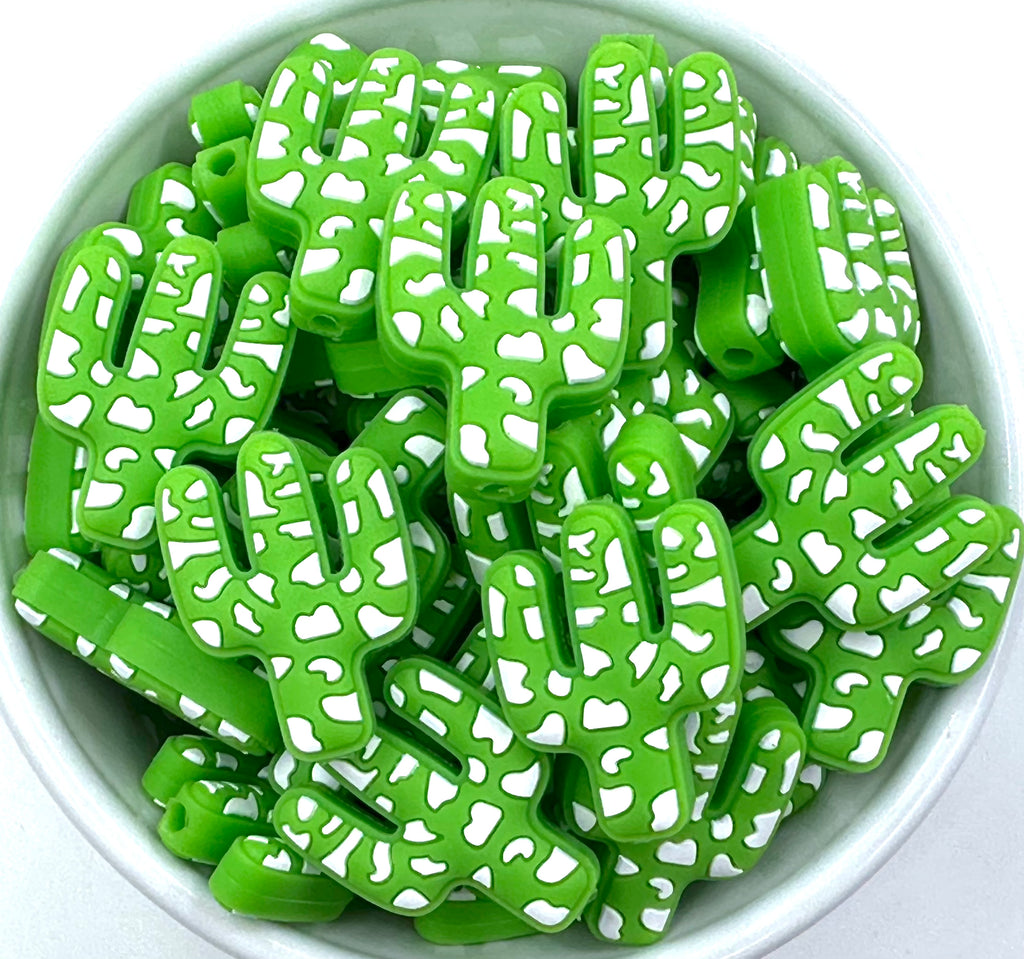 Cactus Silicone Beads--Green