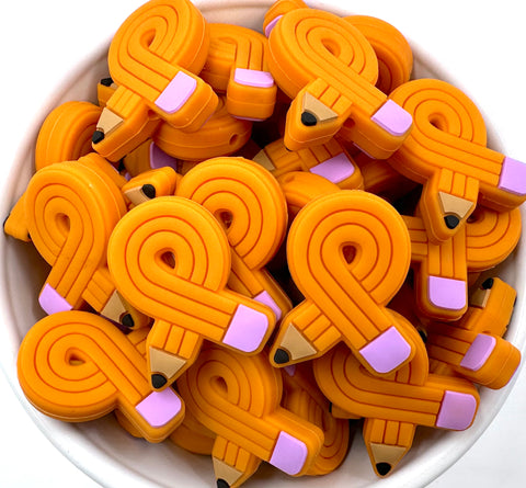 Pencil Silicone Focal Beads--Dark Yellow