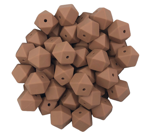 14mm Caramel Brown Mini Hexagon Silicone Beads