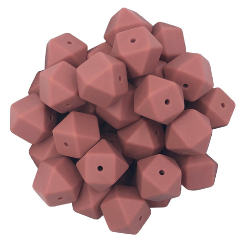 17mm Mahogany Hexagon Silicone Beads
