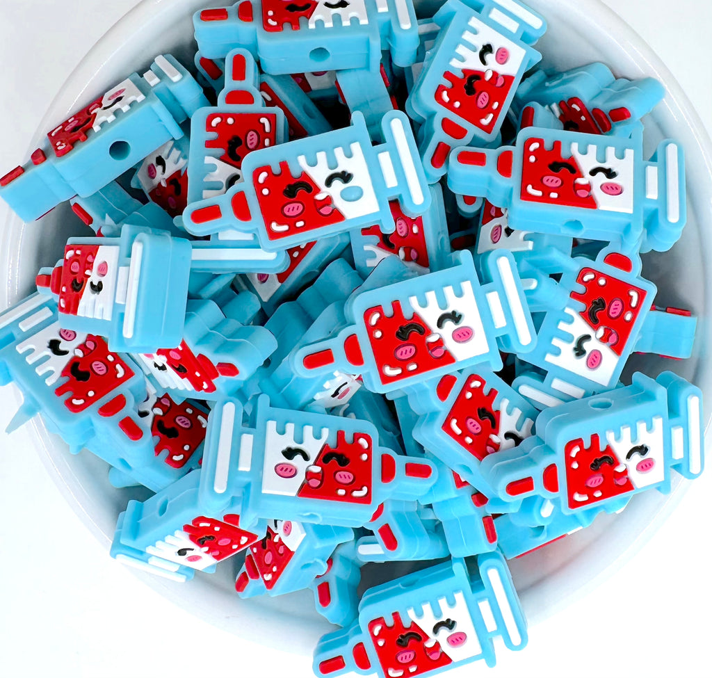 Syringe Silicone Focal Beads--Blue