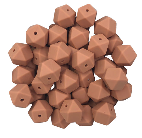 14mm Coral Spice Mini Hexagon Silicone Beads