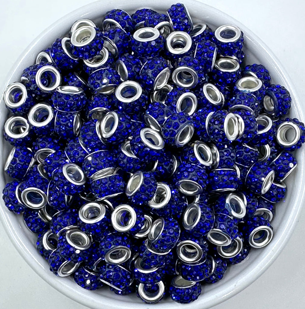 Large Hole Crystal Rhinestone Rondelle Spacer Beads--Royal Blue – USA  Silicone Bead Supply Princess Bead Supply