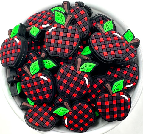 Plaid Apple Silicone Focal Beads