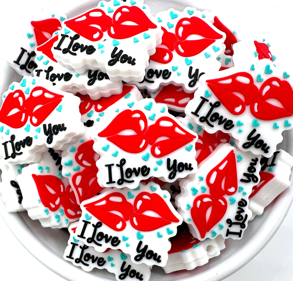 "I Love you" Lips Valentine's Day Silicone Focal Beads