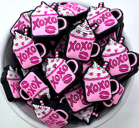 XOXO Latte Valentine's Day Silicone Focal Beads