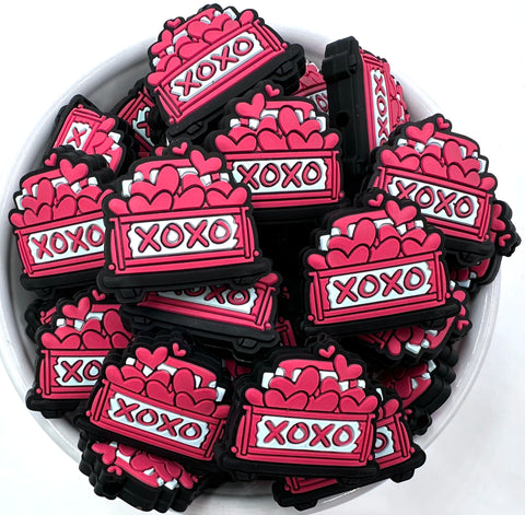 XOXO Hearts Valentine's Day Silicone Focal Beads