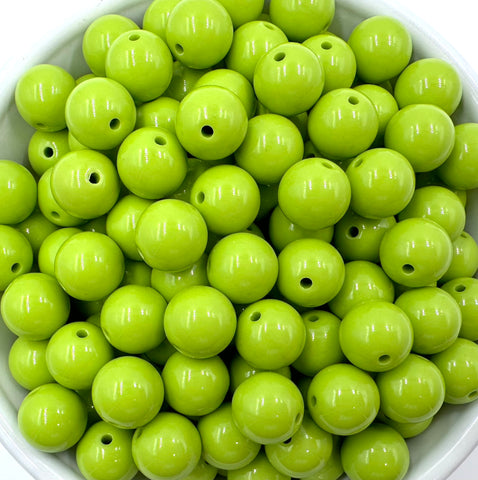 12mm Pea Green Solid Acrylic Beads