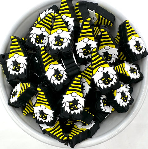 Yellow & Black Bumblebee Gnome Silicone Focal Beads