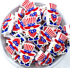 Top Hat & Heart 4th of July Gnome Silicone Focal Beads