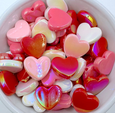 Valentine's Heart Mix AB Iridescent Chunky Beads