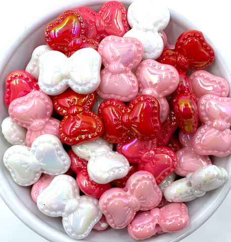 Valentine's Bow Mix AB Iridescent Chunky Beads