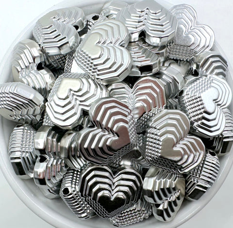 Silver Heart Chunky Beads