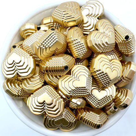 Gold Heart Chunky Beads