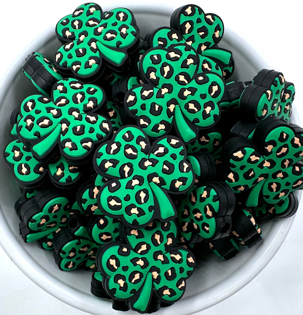 Leopard Clover Silicone Focal Beads