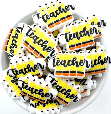 Teacher Pencil Silicone Focal Beads