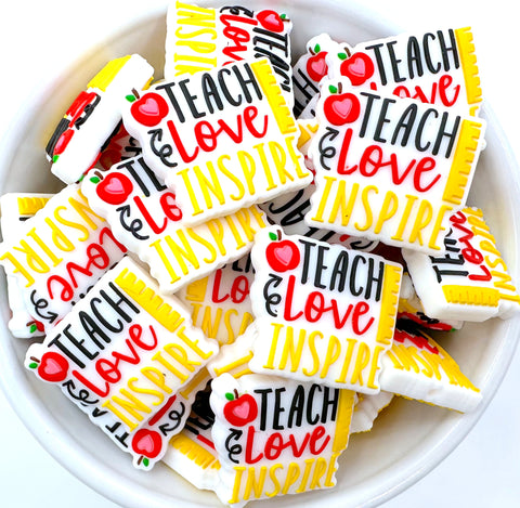 Teach Love Inspire Ruler & Apple Silicone Focal Beads