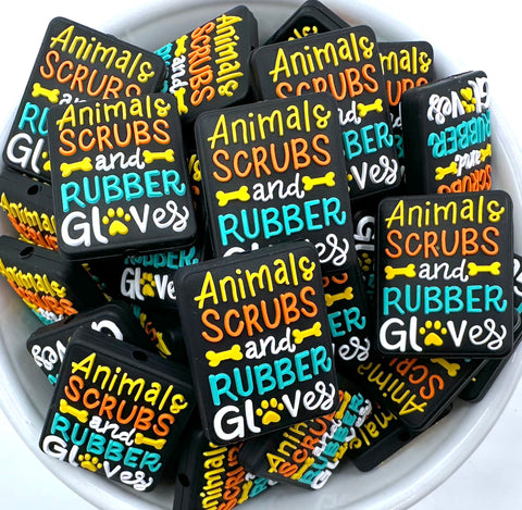 Animal Scrubs And Rubber Gloves Silicone Focal Beads