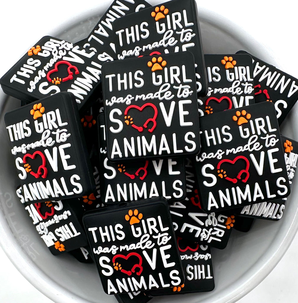 This Girl Was Made To Save Animals Silicone Focal Beads