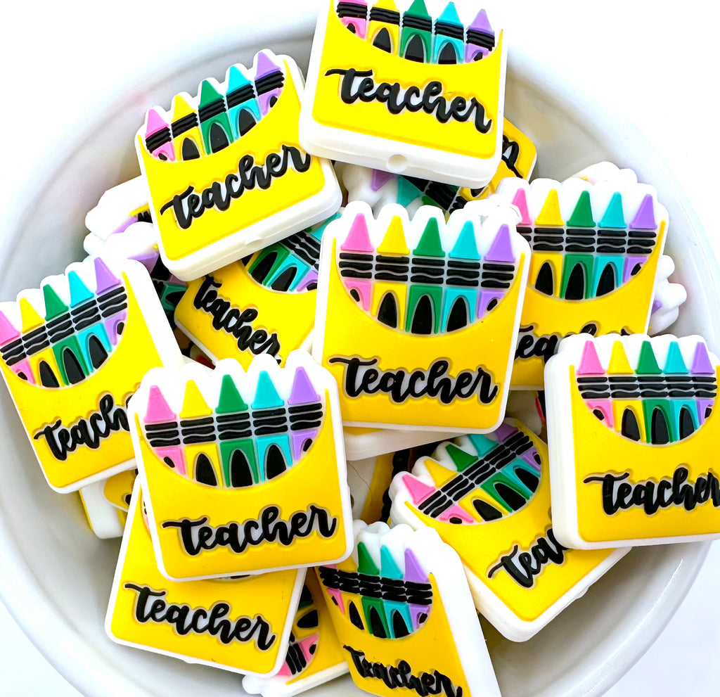 Teacher Crayon Silicone Focal Beads