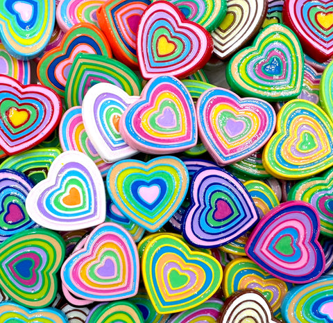 30mm Multi-Colored Heart Chunky Beads