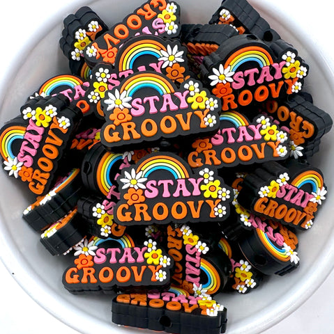 Stay Groovy Rainbow Silicone Focal Beads