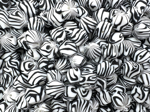 Zebra Print Hexagon Silicone Beads--14mm