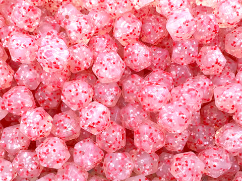 Heart Confetti Hexagon Silicone Beads--17mm