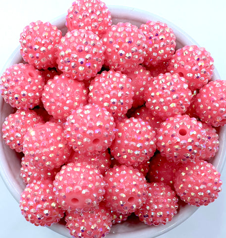 20mm Medium Pink AB Rhinestone Chunky Beads