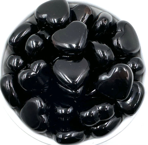 25mm Puffy Heart Pearl Chunky Beads--Black