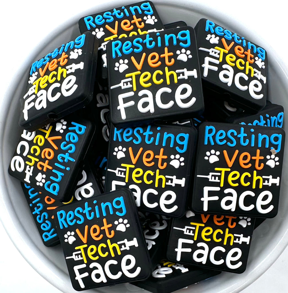 Resting Vet Tech Face Silicone Focal Beads