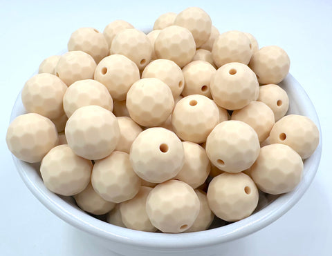 15mm Multi-Faceted Silicone Beads--Beige