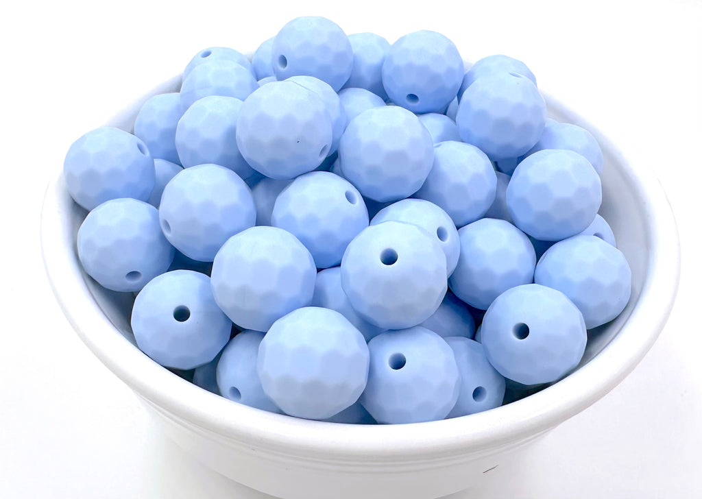 15mm Multi-Faceted Silicone Beads--Baby Blue