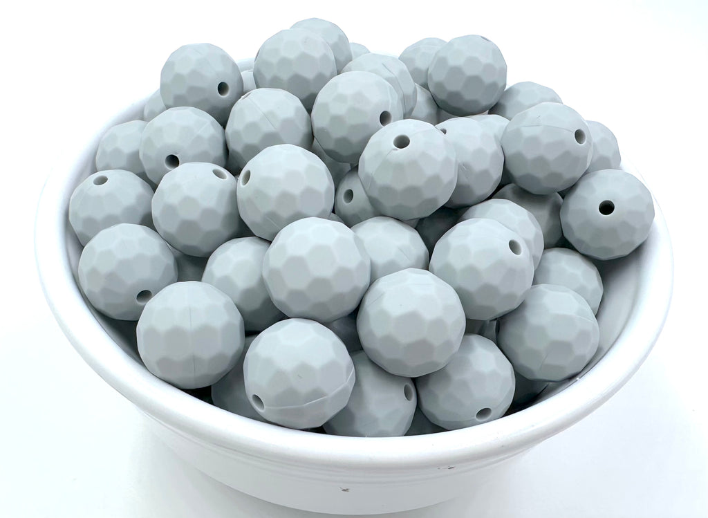 15mm Multi-Faceted Silicone Beads--Light Gray