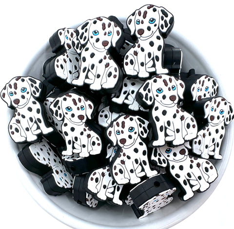 Dalmatian Dog Silicone Focal Beads