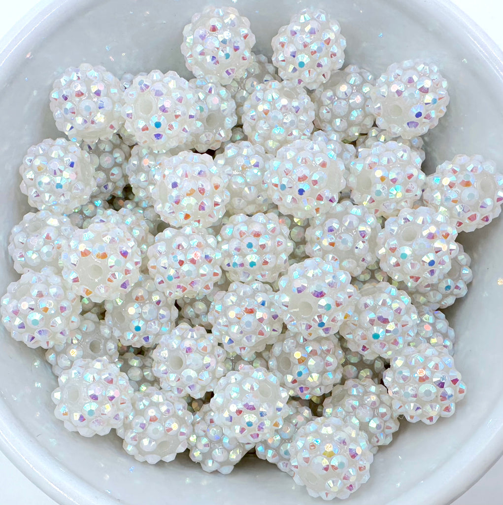 14mm White Jelly AB Rhinestone Beads
