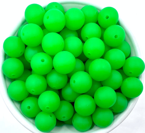 15mm Bright Green Silicone Beads