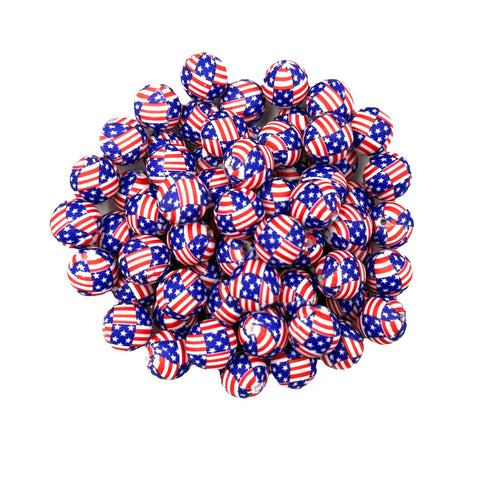 American Flag Print Silicone Beads--15mm