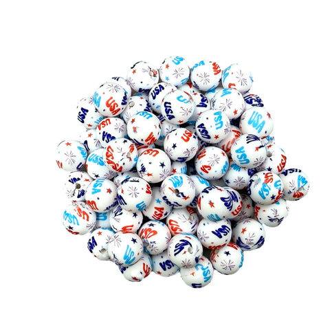 USA Print Silicone Beads--15mm