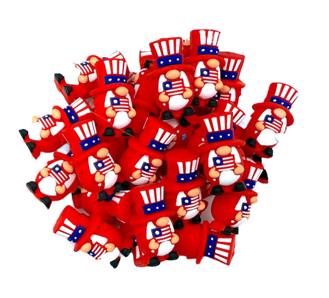 3D 4th of July Gnome with Flag Silicone Focal Beads