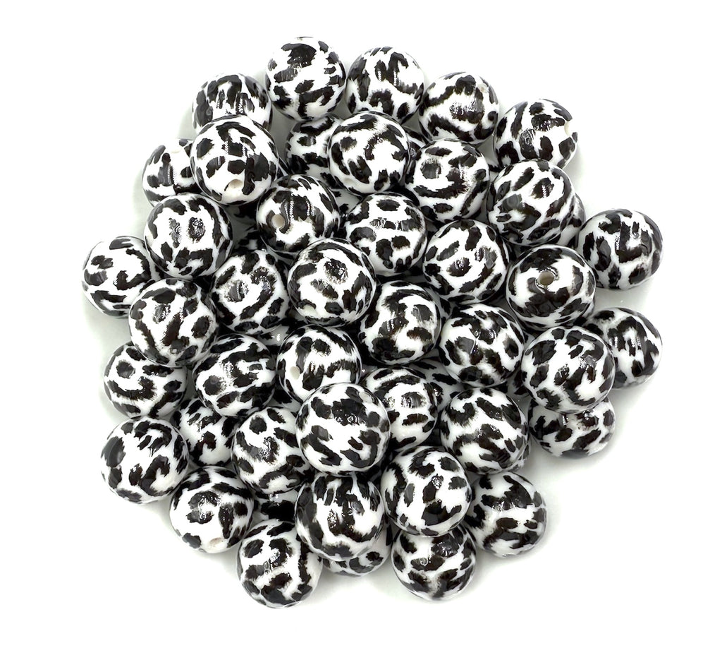 16mm Black & White Leopard Acrylic Beads