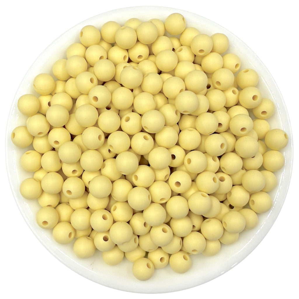 9mm Butter Yellow Silicone Beads