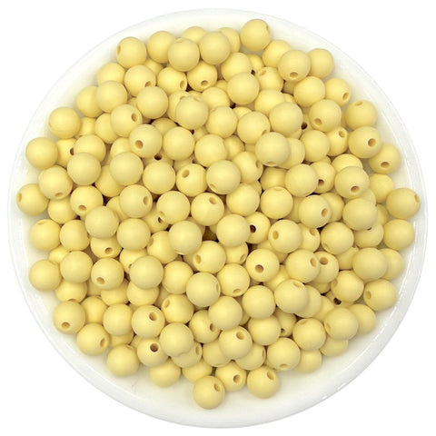 9mm Butter Yellow Silicone Beads