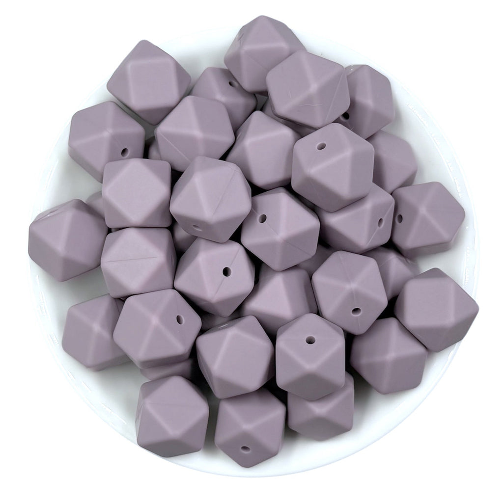 17mm Amethyst Purple Hexagon Silicone Beads