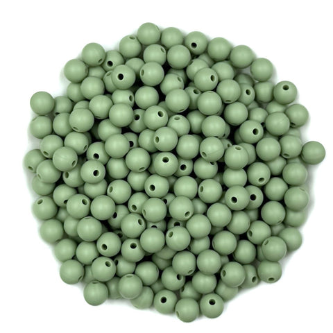 9mm Green Tea Silicone Beads