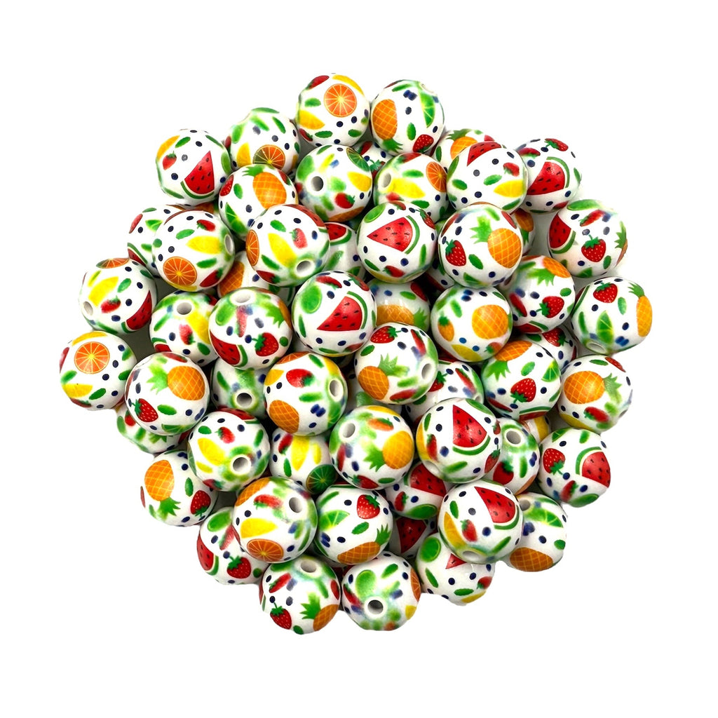 16mm Mixed Fruit Print Acrylic Beads